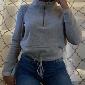 Gray Self-Tie Sweatshirt